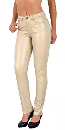 ESRA Hosen ESRA Damen Lederhose Kunstlederhose Damen Hose in Leder Optik bis Übergrösse J295