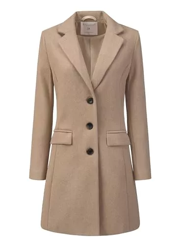 Allegra K Mäntel Allegra K Damen Wollmantel Revers Knopfleiste Wintercoat Mantel