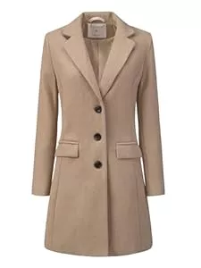 Allegra K Mäntel Allegra K Damen Wollmantel Revers Knopfleiste Wintercoat Mantel