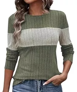 EIRUKON Pullover & Strickmode EIRUKON Pullover Damen Langarmshirt Rundhal Lässige Strickpullover Leichte Sweater Herbst Oberteile Elegant Farbblock Tunika Tops S-XXL