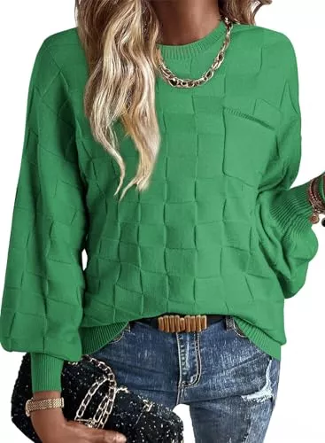 BLENCOT Pullover & Strickmode BLENCOT Pullover Damen Strickpullover Karierte Weich Pulli Herbst Winter Elegant Oberteile Langarm Shirt