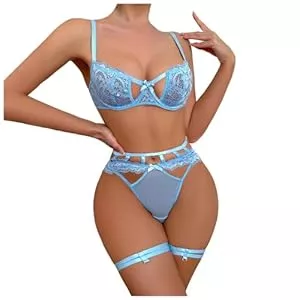 XTBFOOJ Unterwäsche & Dessous XTBFOOJ Kimono Damen Kurz Damen Dessous Set Mit Strumpfgürtel Sexy Spitze Unterwäsche 4-Teilig Hohe Taille Dessous Ohne Strümpfe BH Set Damen Nachthemd Für Frauen Dessous-Strampler Grün