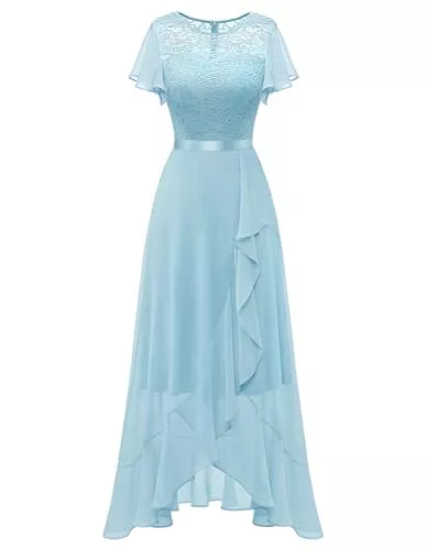 Berylove Abendkleider Berylove Abendkleid Lang Elegant für Hochzeit Kleid mit Schlitz Cocktailkleid Damen Elegant mit Ärmeln Elastische Taille