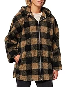 Urban Classics Jacken Urban Classics Damen Winter Jacke Ladies Oversized Check Sherpa Jacket mit Kapuze, Holzfäller Karo Muster, Größe XS bis 5XL