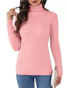 Aottori Pullover & Strickmode Aottori Damen Elegant Rollkragen Pullover Slim Fit Langarm Strickwaren Rollkragenpullover Einfarbig Strickpullover für Winter Ribbed Strick Pullover Tops