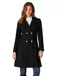 GRACE KARIN Mäntel GRACE KARIN Damen Mantel Wintercoat V-Ausschnitt Zweireihiger Mantel Knielang Trenchcoat Winter Lang A-Linie Jacke Outwear