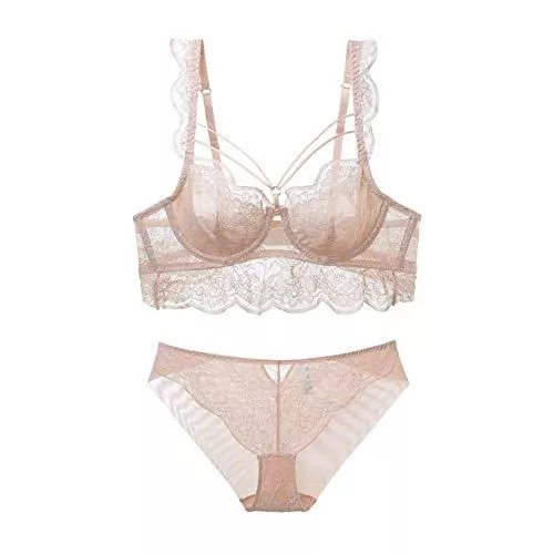 Guoeappa Unterwäsche & Dessous Damen Sexy Weiche Spitze Dessous Set Durchsichtig Unterwäsche Floral Spitze Bügel Sheer BH und Panty Set