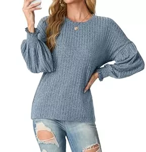 GRECERELLE Pullover & Strickmode GRECERELLE Langarmshirt Damen Leichter Rundhalsausschnitt Langarm Tops T Shirt Damen Casual Oberteile für Damen Sweatshirts