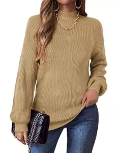 Zeagoo Pullover & Strickmode Zeagoo Pullover Damen Herbst Winter Strickpullover Elegant Rollkragenpullover Langarm Sweater Oversize Warm Gestrickt Pulli Sweatshirts Grobstrickpullover S-XXL