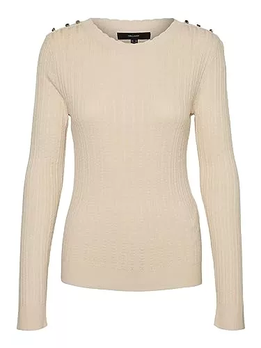VERO MODA Pullover & Strickmode VERO MODA Damen Vmglory Ls O-Neck Button Ga Boo Pullover