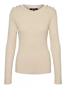 VERO MODA Pullover & Strickmode VERO MODA Damen Vmglory Ls O-Neck Button Ga Boo Pullover