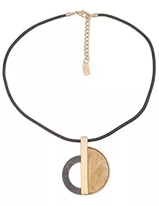 Leslii Schmuck Leslii Damen-Kette Muster Stab-Anhänger vegane Leder-Kette kurze Halskette braune Modeschmuck-Kette in Braun Gold Grau