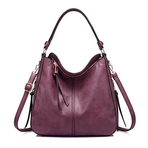 Realer Taschen & Rucksäcke Realer Handtaschen Damen Lederimitat Umhängetasche Designer Taschen Hobo Taschen groß Mit Quasten Weinrot