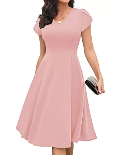 Gardenwed Cocktail Gardenwed 1950er Vintage Retro cocktailkleid Rockabilly Kurzarm Midilang Abendkleid elegant für Hochzeit