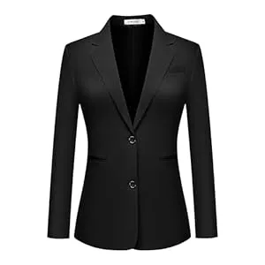 Kelyaa Blazer Kelyaa Lässiger Damen-Blazer, 2 Knöpfe, Revers, offene Vorderseite, langärmelig, Blazer, Business, Büro, Arbeit, Anzugjacken