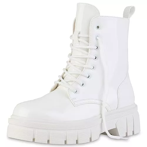 VAN HILL Stiefel VAN HILL Damen Stiefeletten Plateau Boots mit Blockabsatz Profilsohle