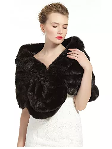 BEAUTELICATE Schals & Tücher BEAUTELICATE Kunstpelz Schal Stola Damen für Frauen Festlich Bolero Hochzeit Braut Abendkleid Brautschal Brautstola Ivory