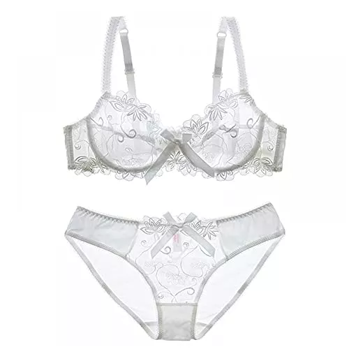 LJLLINGB Unterwäsche & Dessous LJLLINGB Mode Stickerei Dessous Set Frauen Unterwäsche Set Sexy Schwarz Transparent BH Und Höschen Sets Spitze