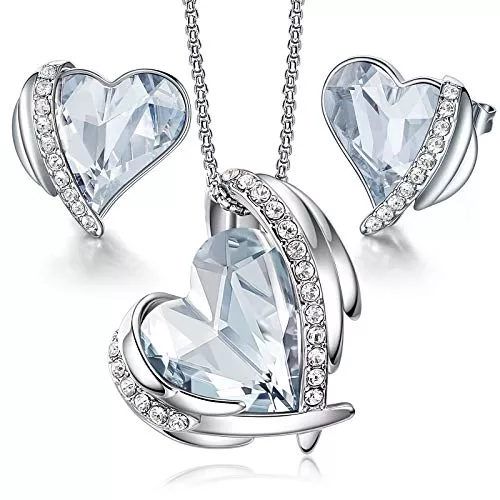 CDE Schmuck CDE Schmuckset Damen Geschenke für Frauen Herz Halskette Kette Ohrringe Set, Rosegold Schmuck Set mit Geschenkbox Valentinstag Jahrestag Geburtstag Muttertags Geschenk für Sie Freundin Ehefrau Mädchen