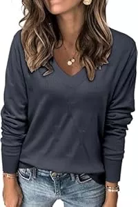 TrendiMax Pullover & Strickmode TrendiMax Pullover Damen V Ausschnitt Strickpullover Elegant Herbst Frühling Casual Oberteile Langarm Sweatshirt Basic Tops