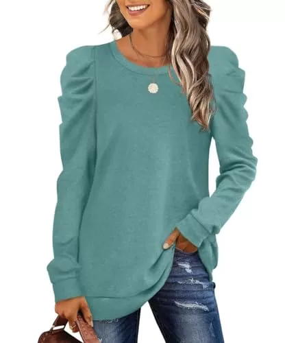 XIEERDUO Pullover & Strickmode XIEERDUO Damen Pullover Oversize Herbst Sweatshirt Puffärmel Elegant Langarmshirt Winter Oberteile