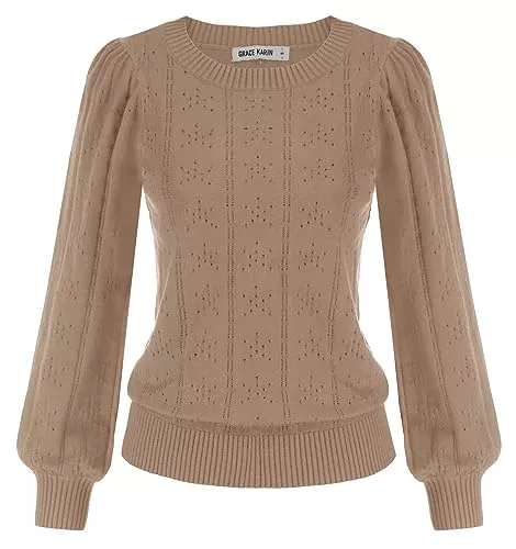 GRACE KARIN Pullover & Strickmode GRACE KARIN Damen Strickpullover Casual Pullover Mode Langarm Sweateshirt CL834