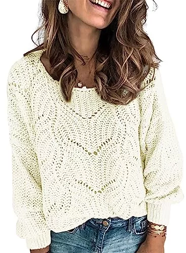 Dokotoo Pullover & Strickmode Dokotoo Damen Strickpullover Elegant Rundhals Pullover Herbst Winter Einfarbiger Pulli Oberteil Sweater S-XXL