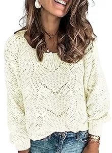 Dokotoo Pullover & Strickmode Dokotoo Damen Strickpullover Elegant Rundhals Pullover Herbst Winter Einfarbiger Pulli Oberteil Sweater S-XXL