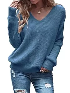 Imily Bela Pullover & Strickmode Imily Bela Damen V-Ausschnitt Pullover Langarm Tops Übergroße Chunky Strick Loose Pullover Oversize Sweater Oberteile