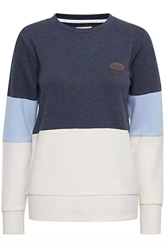 OXMO Pullover & Strickmode OXMO OXTrine Damen Sweatshirt Pullover Sweater mit Rundhals Rippbündchen Label-Details Baumwollmischung Regular fit