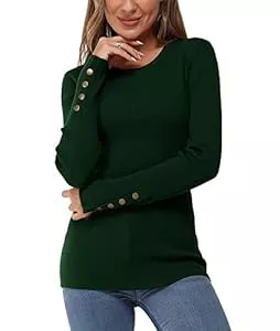 Newshows Pullover & Strickmode Newshows Pullover Damen Herbst Strickpullover Langarmshirt Winter Gerippt Damenpullover mit Knopfdetail