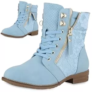 VAN HILL Stiefel VAN HILL Damen Schnürstiefeletten mit Blockabsatz Spitze Zipper