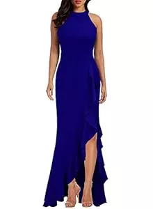 WOOSEA Cocktail WOOSEA Damen High Neck Split Bodycon Meerjungfrau Abend Cocktail Langes Kleid