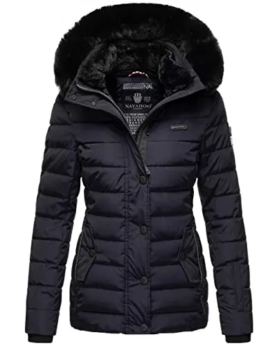 Navahoo Jacken Navahoo Damen warme Winter Steppjacke mit Abnehmbarer Kunstfell-Kapuze Milianaa XS-3XL