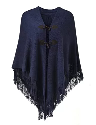 Ferand Schals & Tücher Ferand Damen Poncho Locker sitzender Cape Schal mit offener Vorderseite für Herbst und Winter