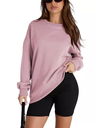 Famulily Pullover & Strickmode Famulily Übergroße Sweatshirt Frauen Loose Fit Baumwolle Vintage Rundhalsausschnitt Sweatshirts Langarm Tops S-XL