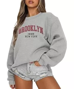 AVOZAL Pullover & Strickmode AVOZAL Pullover Damen Sweatshirt Briefdruck Langarmshirt Rundhals Herbst Winter Pulli Frauen Oversized Oberteil Locker Casual Sport Streetwear Tops