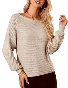 GRACE KARIN Pullover & Strickmode GRACE KARIN Damen Casual Langarm Pullover U Boot Ausschnitt Strick Pulli Sweater Strickwaren Tops