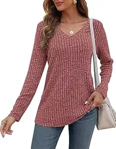 AUSELILY Pullover & Strickmode AUSELILY Pullover Damen V-Ausschnitt Sweatshirts Leichte Strickpullover Langarm Oberteile Langarmshirt Lässige Tops Damen