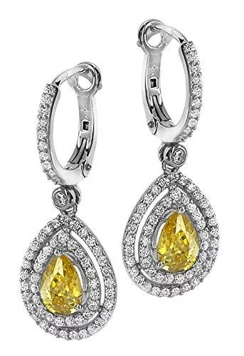 Orphelia Schmuck Orphelia Damen-Creolen 925 Silber rhodiniert Zirkonia gelb Tropfenschliff - ZO-7048