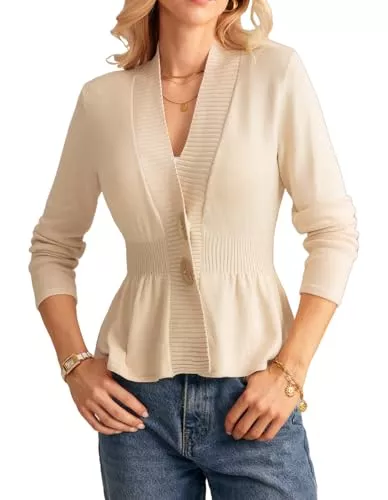 GRACE KARIN Strickjacken GRACE KARIN Damen Langarm Strickjacke V-Ausschnitt Cropped Cardigan mit Taille Strickmantel