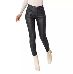 Nina Carter Hosen Nina Carter LC001 Damen High Waist Hose in Lederoptik Push-Up Stretchjeans