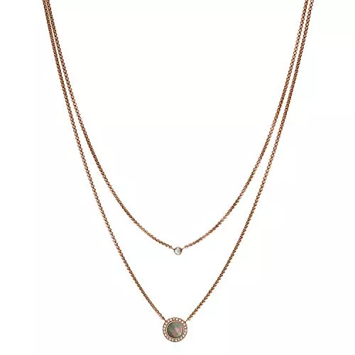 Fossil Schmuck Fossil Damen-Halskette mit doppelter Scheibe