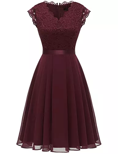 Dressystar Cocktail Dressystar Damen Ballkleid Maxi Lang Abendkleider Elegant für Hochzeit Spitzen Cocktailkeid