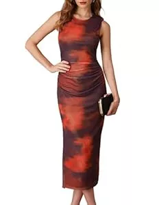 GRACE KARIN Party GRACE KARIN Frauen Elegantes Bodycon Kleid Ärmellos Rundhalsausschnitt Seite geteilt Langes Kleid für Party