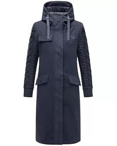 Navahoo Mäntel Navahoo Damen warmer Trenchcoat in Woll-Optik mit Strick-Ärmeln und Kapuze Knit Babe 14 S-3XL