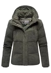 MARIKOO Jacken MARIKOO Damen Winterjacke (XS-XXL) - hochstehender und gefütterter Kragen, 4 Taschen, große Kapuze, Teddy-Puffer-Jacke, Warme Jacke Frauen - N030