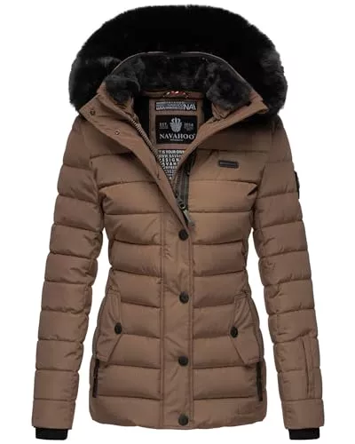 Navahoo Jacken Navahoo Damen Winter Steppjacke mit Kapuze und Fellkragen B846