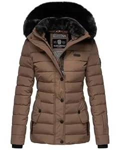 Navahoo Jacken Navahoo Damen Winter Steppjacke mit Kapuze und Fellkragen B846