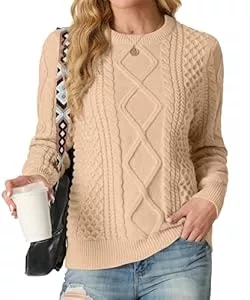 GRECERELLE Pullover & Strickmode GRECERELLE Damen Pullover Lässige Sweater Rundhals Herbst Strickpullover Pullover für Damen Elegant Winter Gerippt Damenpullover Pullover Sweateshirt